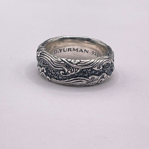 David Yurman Other - David Yurman Waves Ring in Sterling Silver with Black Diamonds